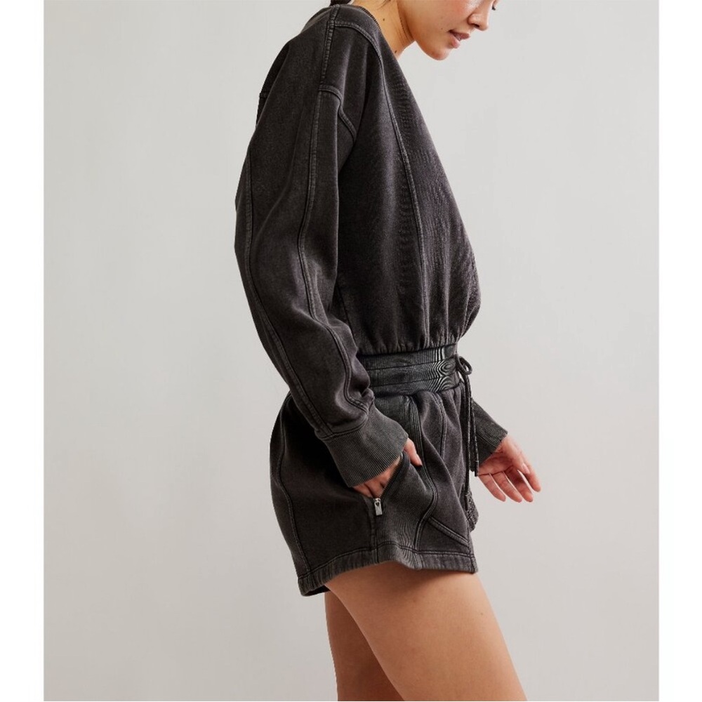 Free People FP Movement Intercept V Neck Sweatshirt Shorts Long Sleeve Romper